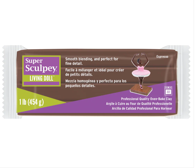 Super Sculpey Living Doll 1lb Clay Espresso