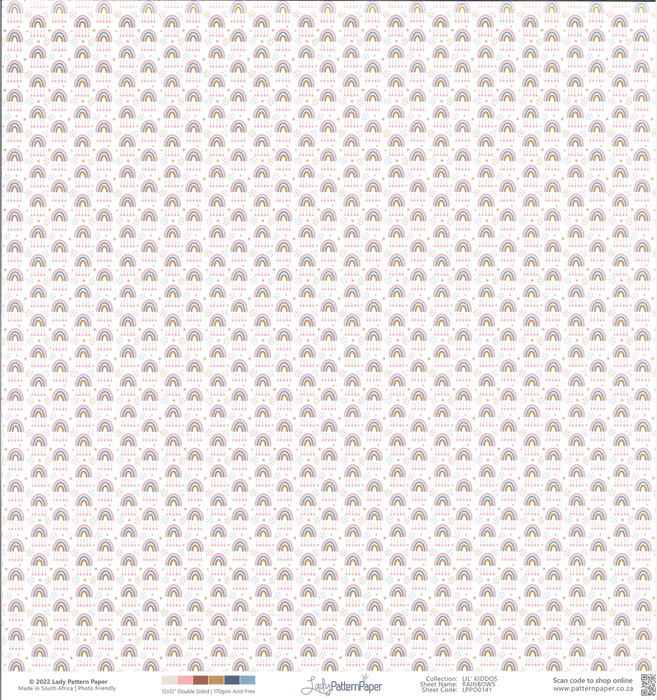 Lady Pattern Paper - 12" x 12" DS-Paper - LIL`KIDDOS-RAINBOWS