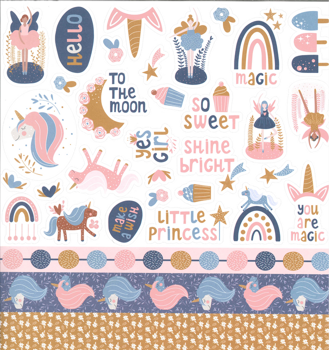 Lady Pattern Paper - 12" x 12" DS-Paper Kiddies - LIL`KIDDOS-UNICORNS