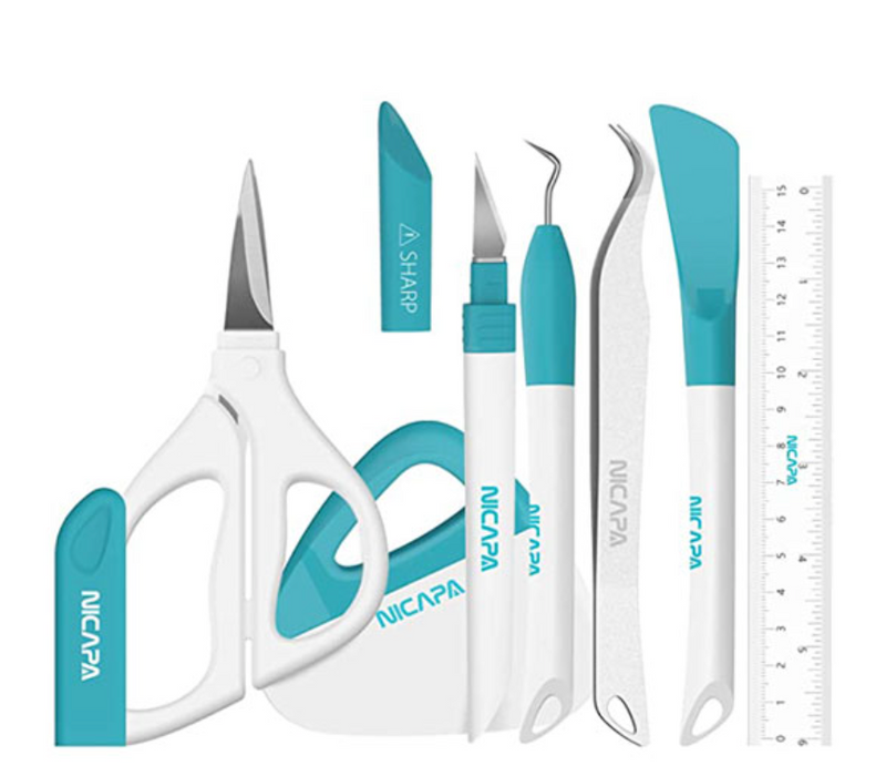 Nicapa - Tool Kit For Cricut, Silhouette, Brother - 7 Piece - Purple/New Teal