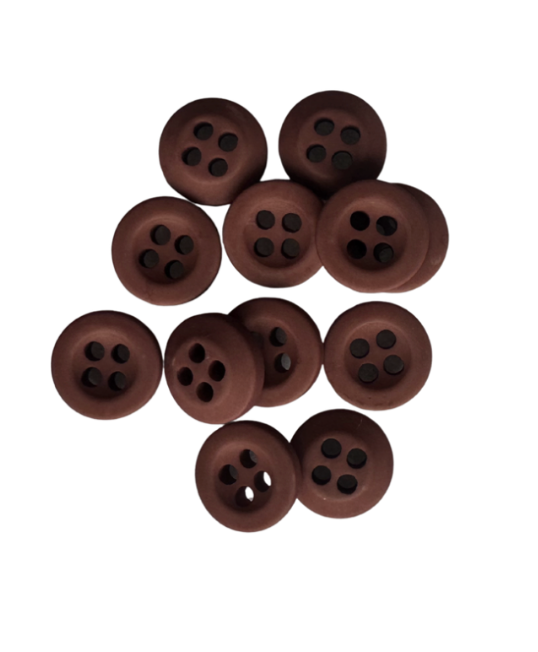 Balt - Teddy Four Hole Buttons - Small - Dark Chocolate - 12pc