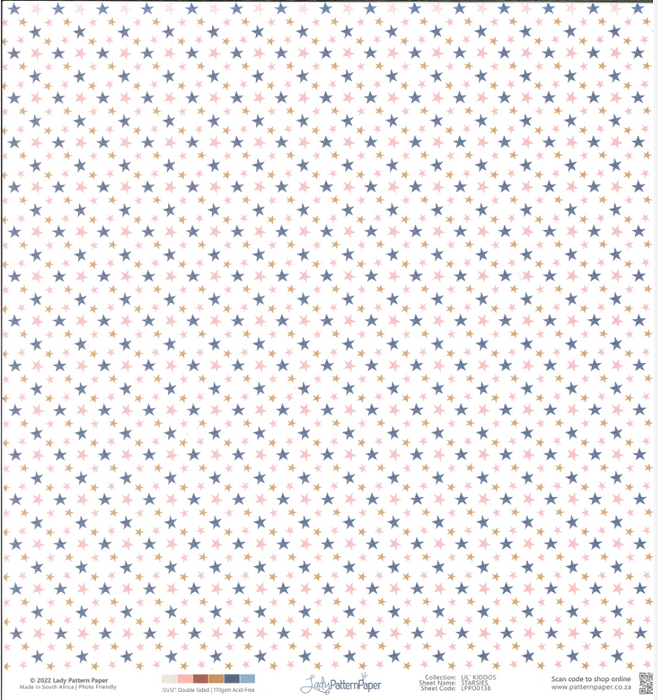 Lady Pattern Paper - 12" x 12" DS-Paper - LIL`KIDDOS - Starsies