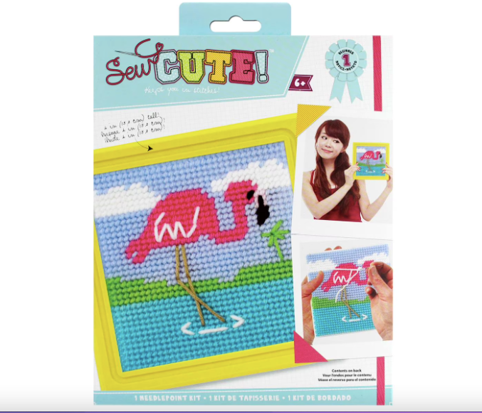 American Crafts - Colorbok Sew Cute - Needlepoint Kit-Flamingo