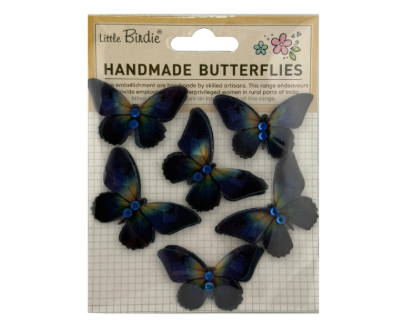 Little Birdie - Handmade Butterflies - Stickers Greatfull Wings Blue Orchid 6pc