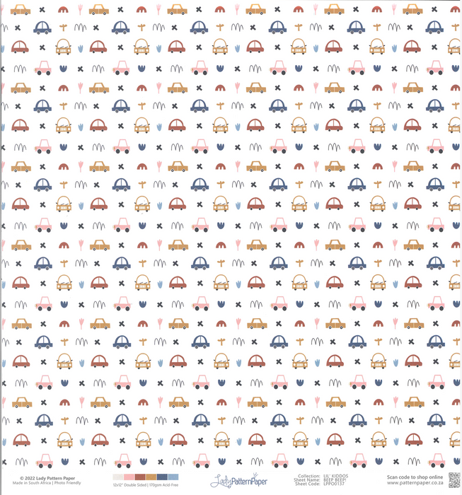 Lady Pattern Paper - 12" x 12" DS-Paper Kiddies - LIL`KIDDOS-BEEP BEEP!