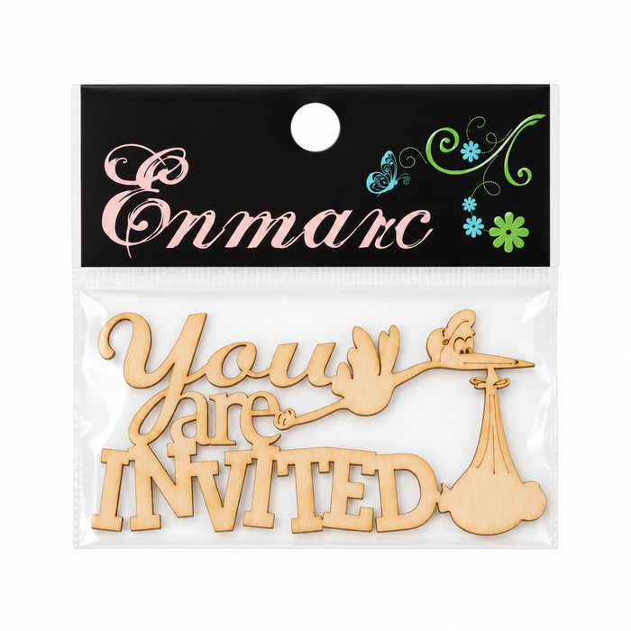 Doodles - Enmarc - "You Are Invited" Chipboard Embellishment