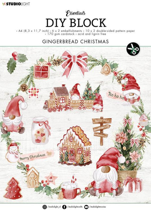 Studio Light - Essentials A4 DIY Block - Gingerbread Christmas nr49