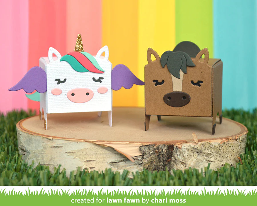 Lawn Fawn  - Custom Craft Die -Tiny Gift Box Unicorn and Horse Add-On