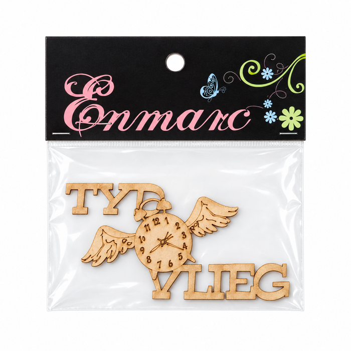 Doodles - Enmarc - "Tyd Vlieg" Chipboard Embellishment