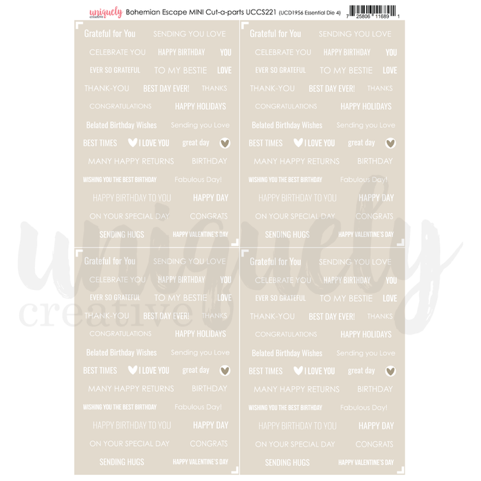 Uniquely Creative - Bohemian Escape Mini Cut-a-Part Sheet