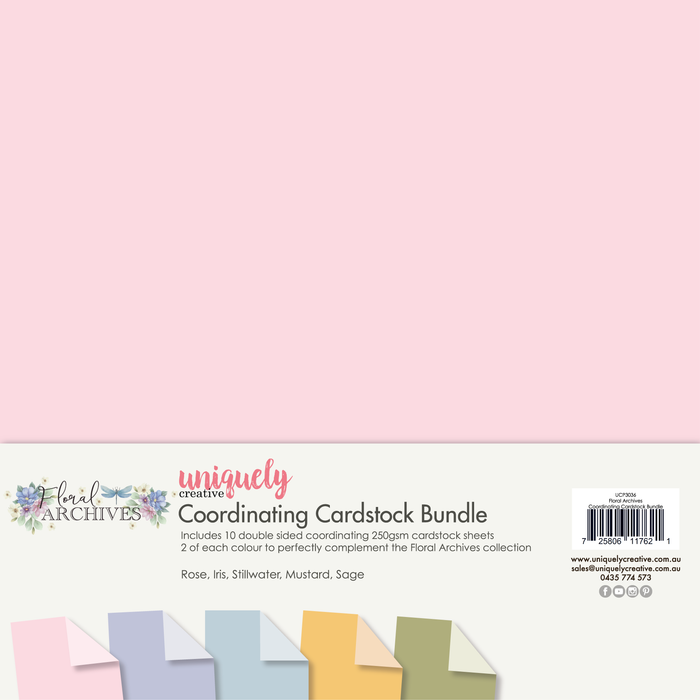 Uniquely Creative-  Floral Archives Coordinating Cardstock Bundle 12x12 250gsm