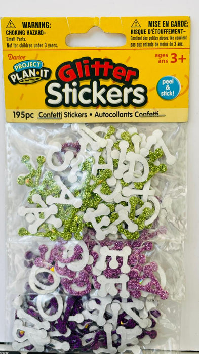 Darice - Glitter Stickers - Confetti Alpha 195pc