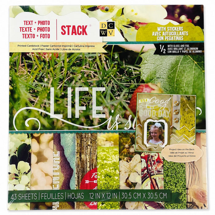 DCWV - Text & Photo Stack Collection - 12" x 12" Paper Pack