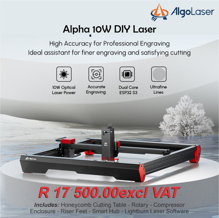 AlgoLaser - Alpha 10W Laser Engraving and Cutting Machine - All Inclusive Kit