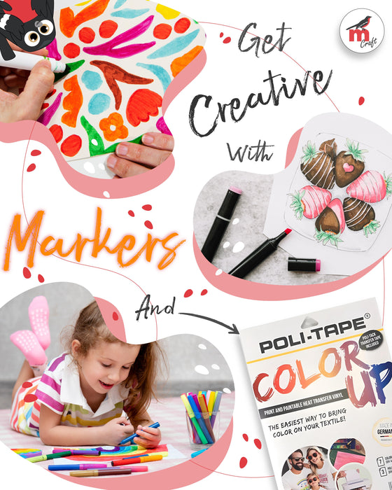 Poli-Tape - Color Up Iron on - Print and Paintable Heat Transfer Vinyl 7pk