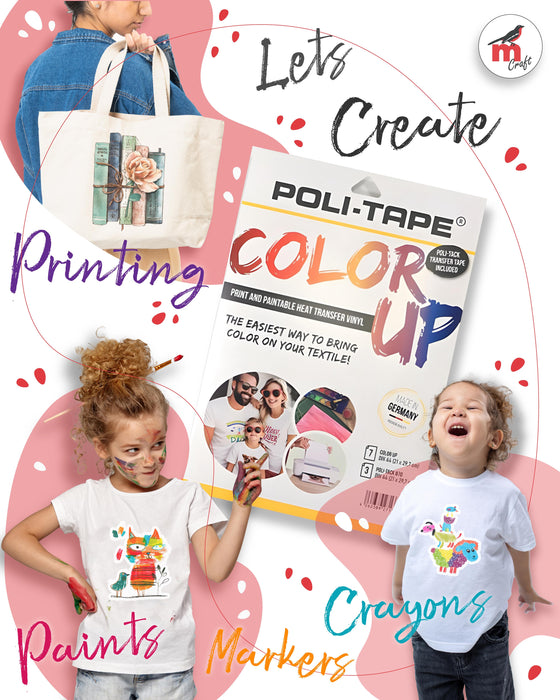 Poli-Tape - Color Up Iron on - Print and Paintable Heat Transfer Vinyl 7pk