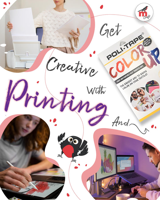 Poli-Tape - Color Up Iron on - Print and Paintable Heat Transfer Vinyl 7pk