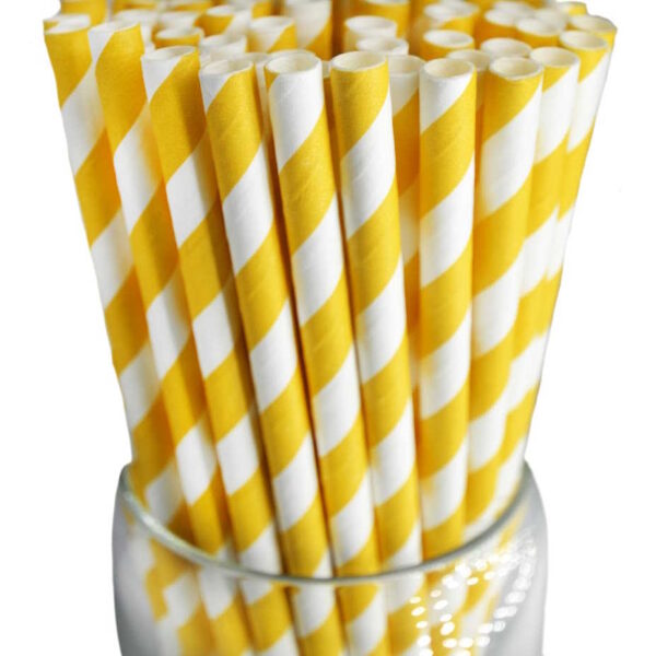 Weddingstar - Candy Striped Straw - Yellow - 75 piece