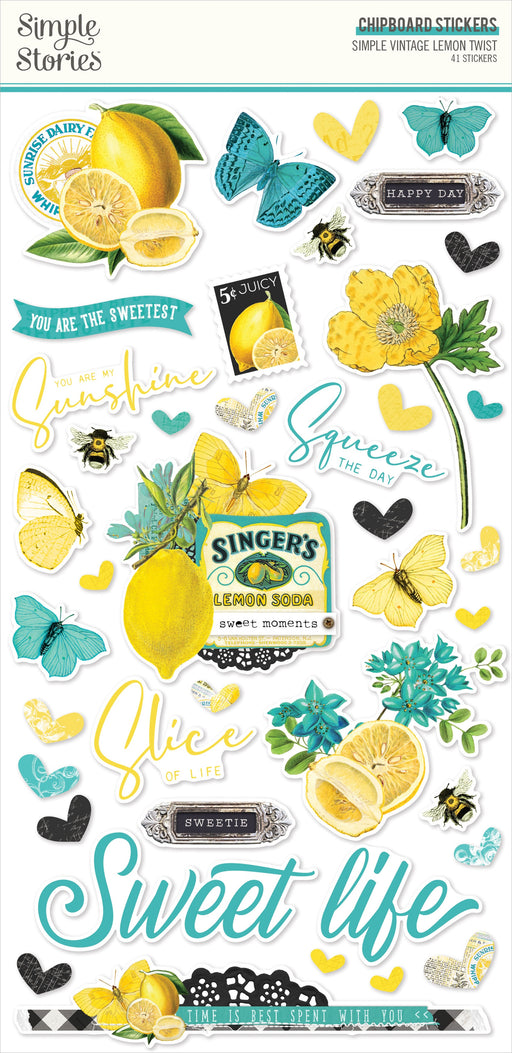 Simple Vintage Lemon Twist Chipboard Stickers 6"X12"-