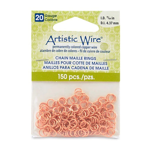 20 Gauge Artistic Wire, Chain Maille Rings, Round, Natural, 11/64 in / 4.37 mm, 150 pc