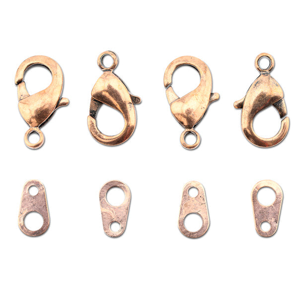 Artistic Wire Lobster Clasps & Tag, Large, Copper, 4 sets