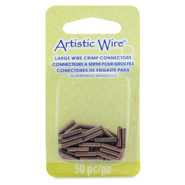 Beadalon - Artistic Wire Large Crimp Tubes, 10 mm / .4 in, Antique Copper Color, for 16 ga wire, ID 1.5 mm / .059 in, 50 pc