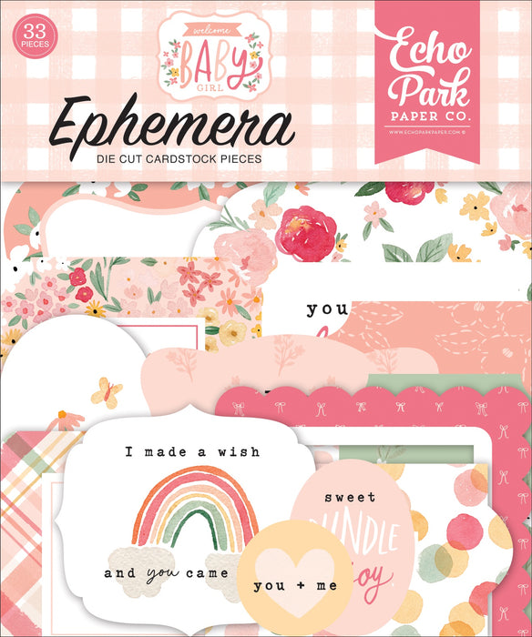 Echo Park Cardstock Ephemera 33/Pkg-Icons, Welcome Baby Girl