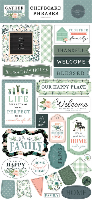 Gather At Home Chipboard 6"X13"-Phrases