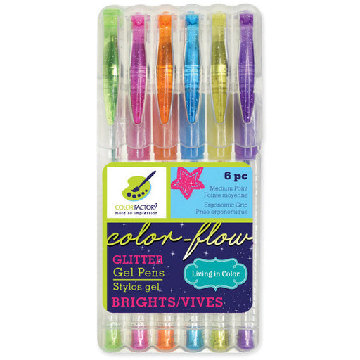 Color Factory Living In Color Color-Flow Gel Pen Set 6/Pkg-Glitter Brights