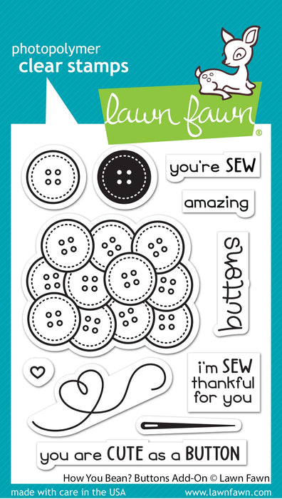 Lawn Fawn Clear Stamps 3"X4"-How You Bean? Buttons Add-On