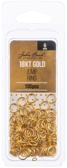 John Bead Jump Ring 6x.7mm 21ga 105/Pkg-18kt Gold Plated