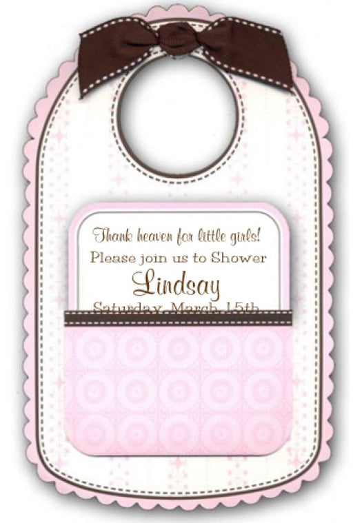 Anna Griffin - Baby Shower Invitations, Baby Bib Pink - Set of 10