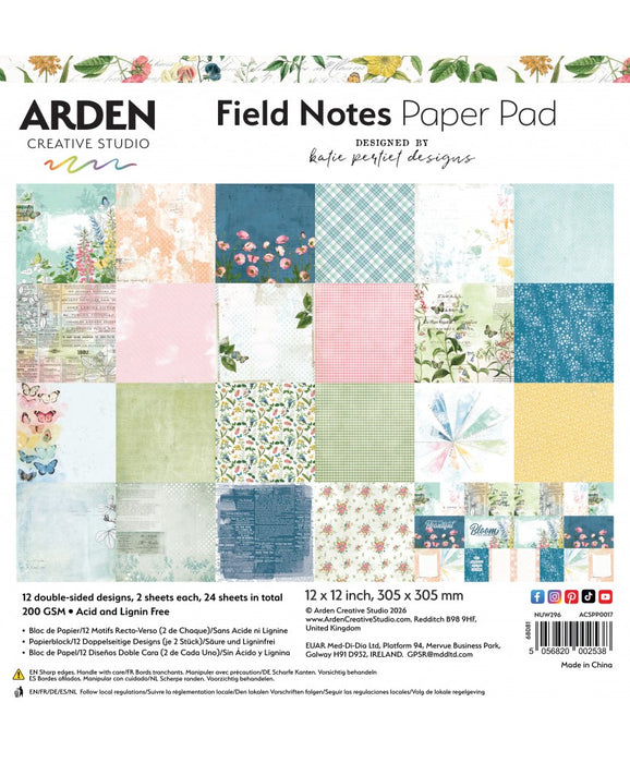 Arden Creative Studio Field Notes 12 x 12 Paper Pad 24 Sheets