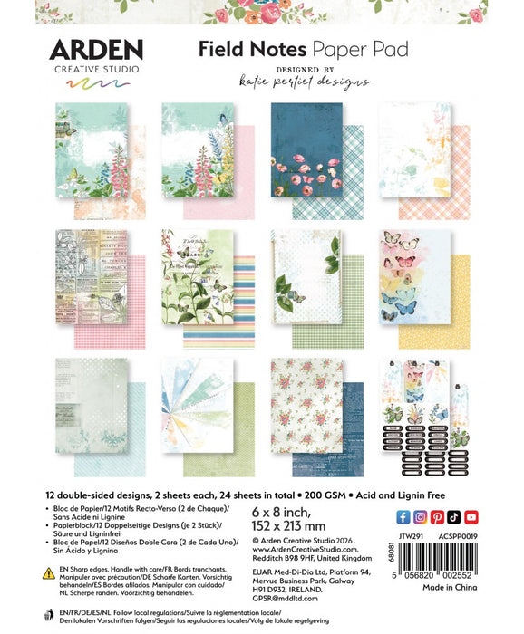 Arden Creative Studio Field Notes 6in x 8in Paper Pad
