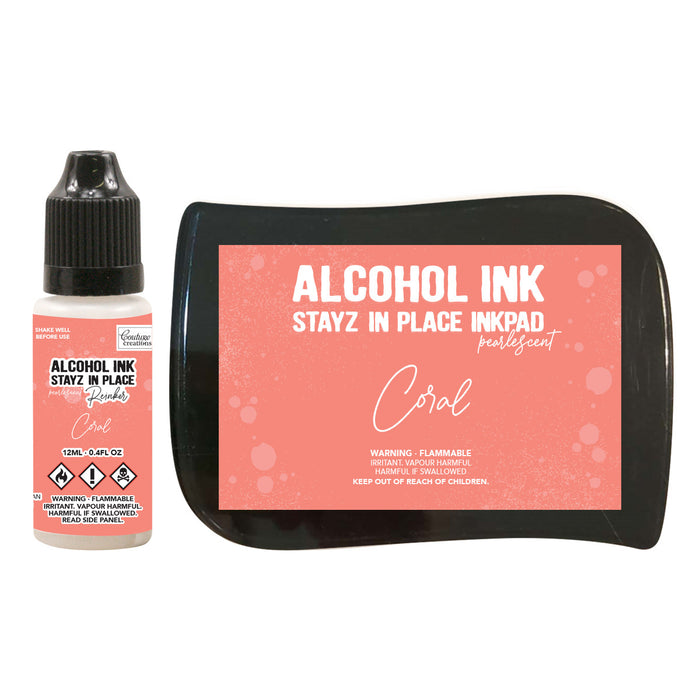 Couture Creations - Stayz in Place Alcohol Ink Pad & Reinker (12ml) - Pearlescent - Coral