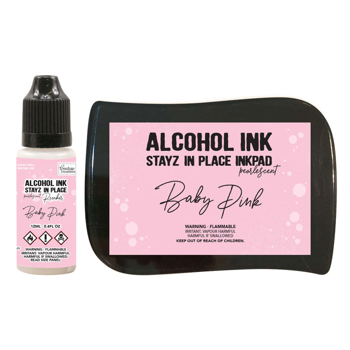 Couture Creations - Stayz in Place Alcohol Ink Pad & Reinker (12ml) - Pearlescent - Baby Pink