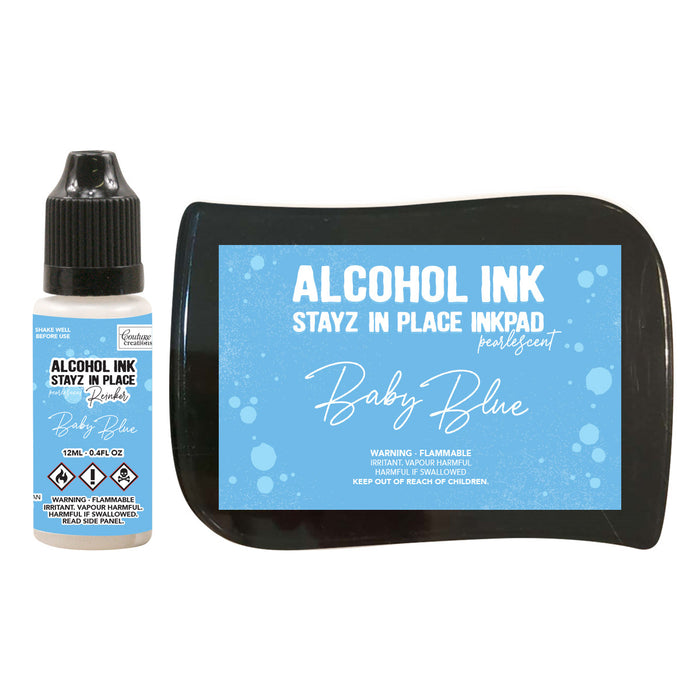 Couture Creations - Stayz in Place Alcohol Ink Pad & Reinker (12ml) - Pearlescent - Baby Blue