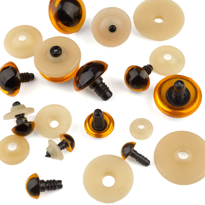 Doodles - Teddy Bear Safety Eyes - Burnt Orange Crystal - 18mm - 5 pairs