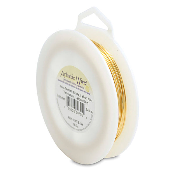 Artistic Wire, 18 Gauge / 1.0 mm Tarnish Resistant Brass Craft Wire, 1/4 lb / .11 kg, approx. 49.8 ft / 15.2 m