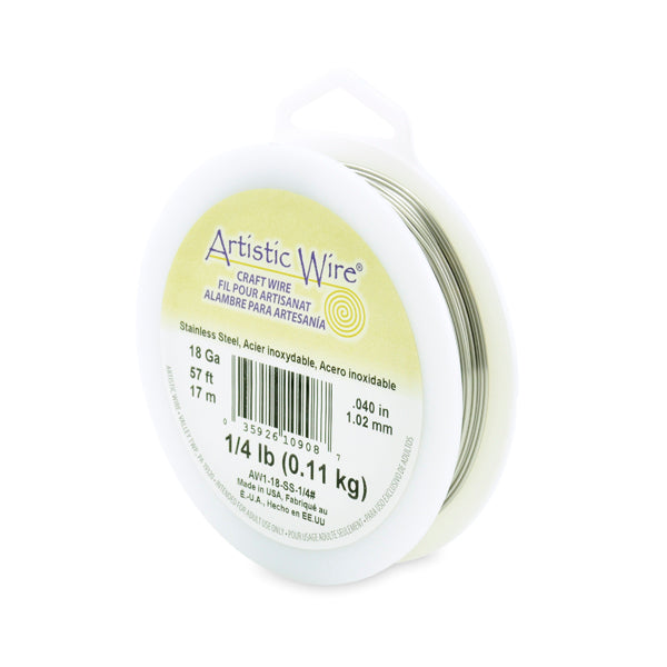 Artistic Wire, 18 Gauge / 1.0 mm Stainless Steel Craft Wire, 1/4 lb / .11 kg, approx. 57 ft / 17 m