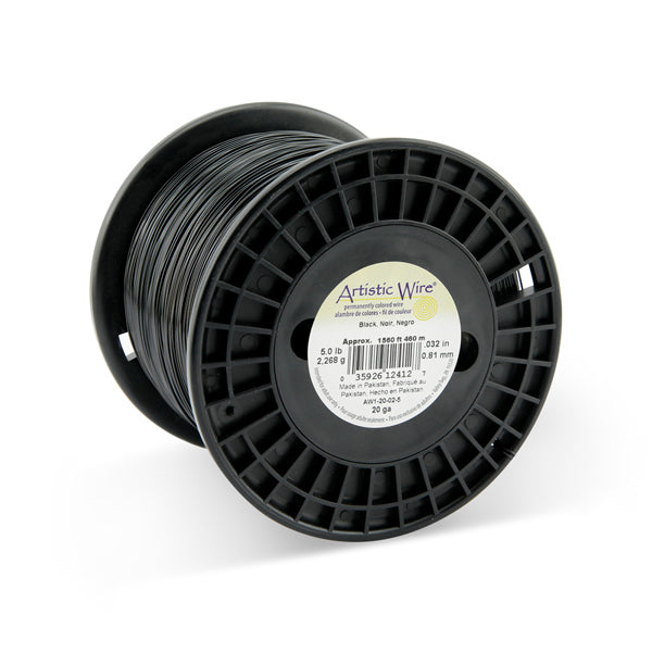 Artistic Wire, 20 Gauge / .81 mm Tarnish Resistant Colored Copper Craft Wire, Black, 5 lb / 2.26 kg
