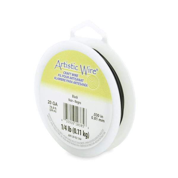 Artistic Wire, 20 Gauge / .81 mm Tarnish Resistant Colored Copper Craft Wire, Black, 1/4 lb / .11 kg, approx. 78.8 ft / 24 m