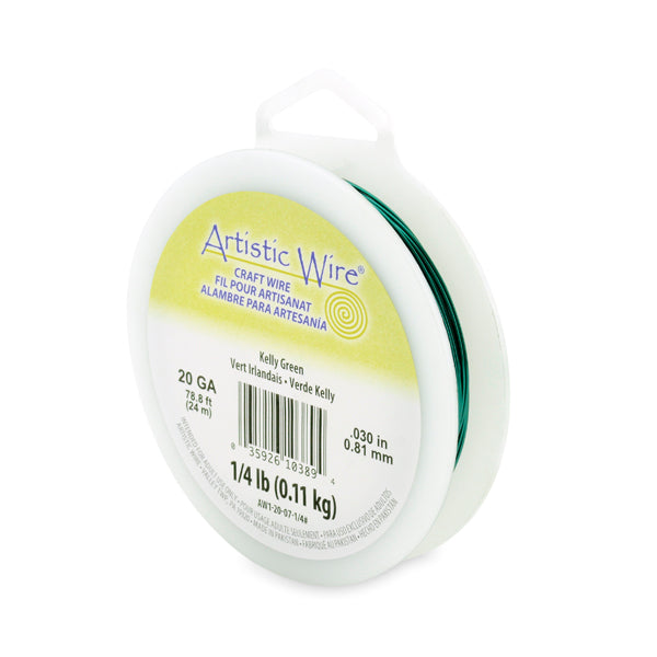 Artistic Wire, 20 Gauge / .81 mm Tarnish Resistant Colored Copper Craft Wire, Kelly Green, 1/4 lb / .11 kg, approx. 78.8 ft / 24 m