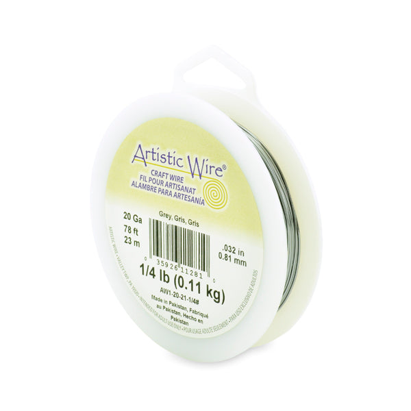 Artistic Wire, 20 Gauge / .81 mm Tarnish Resistant Colored Copper Craft Wire, Grey, 1/4 lb / .11 kg, approx. 78.8 ft / 24 m