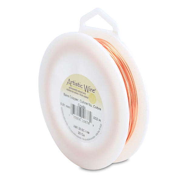 Artistic Wire, 20 Gauge / .81 mm Bare Copper Craft Wire, 1/4 lb / .11 kg, approx. 78.8 ft / 24 m