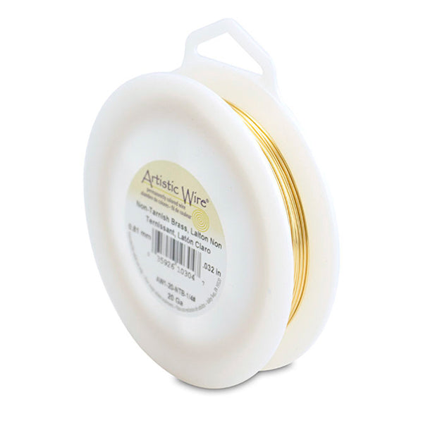 Artistic Wire, 20 Gauge / .81 mm Tarnish Resistant Brass Craft Wire, 1/4 lb / .11 kg, approx. 78.8 ft / 24 m