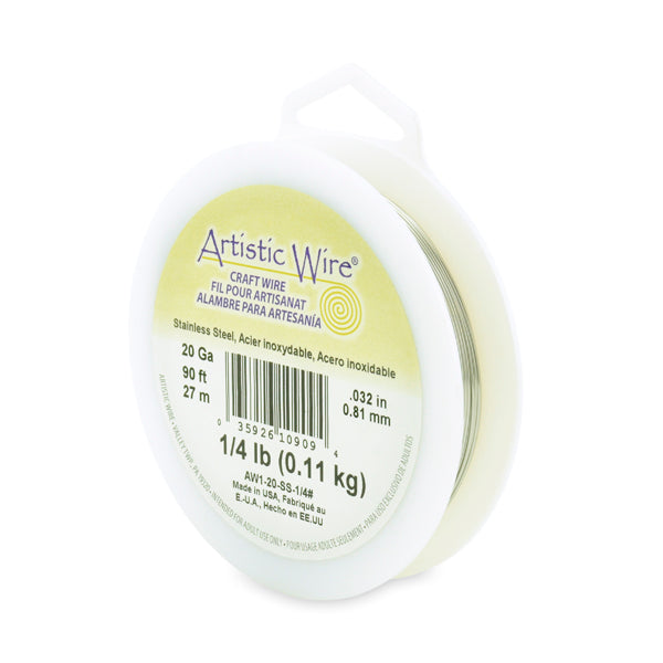 Artistic Wire, 20 Gauge / .81 mm Stainless Steel Craft Wire, 1/4 lb / .11 kg, approx. 90 ft / 27 m