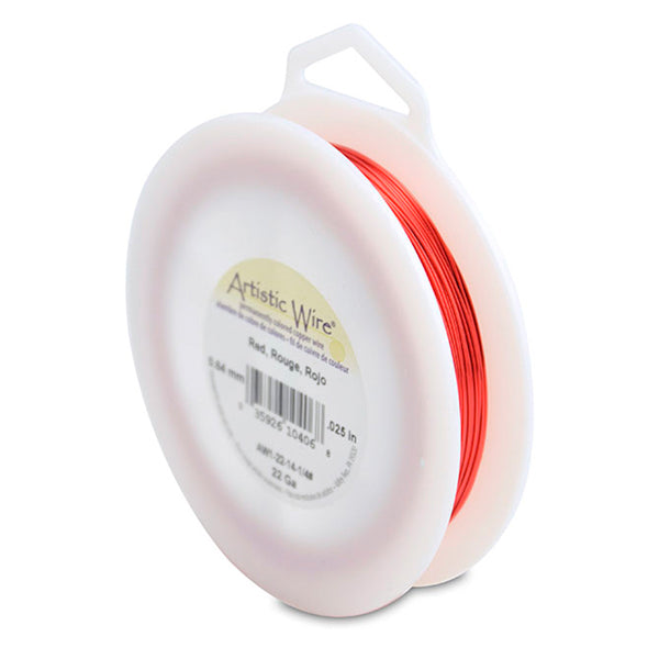 Artistic Wire, 22 Gauge / .64 mm Tarnish Resistant Colored Copper Craft Wire, Red, 1/4 lb / .11 kg