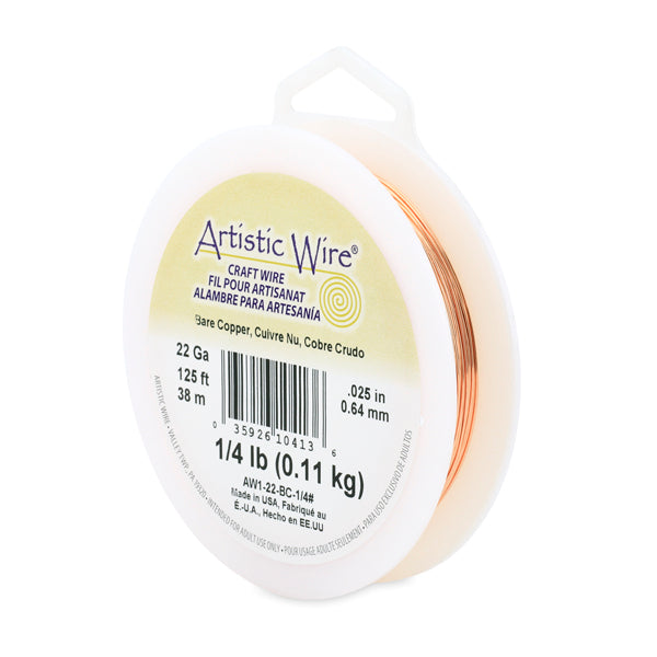 Artistic Wire, 22 Gauge / .64 mm Bare Copper Craft Wire, 1/4 lb / .11 kg