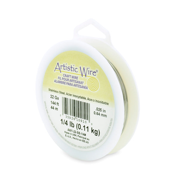 Artistic Wire, 22 Gauge / .64 mm Stainless Steel Craft Wire, 1/4 lb / .11 kg